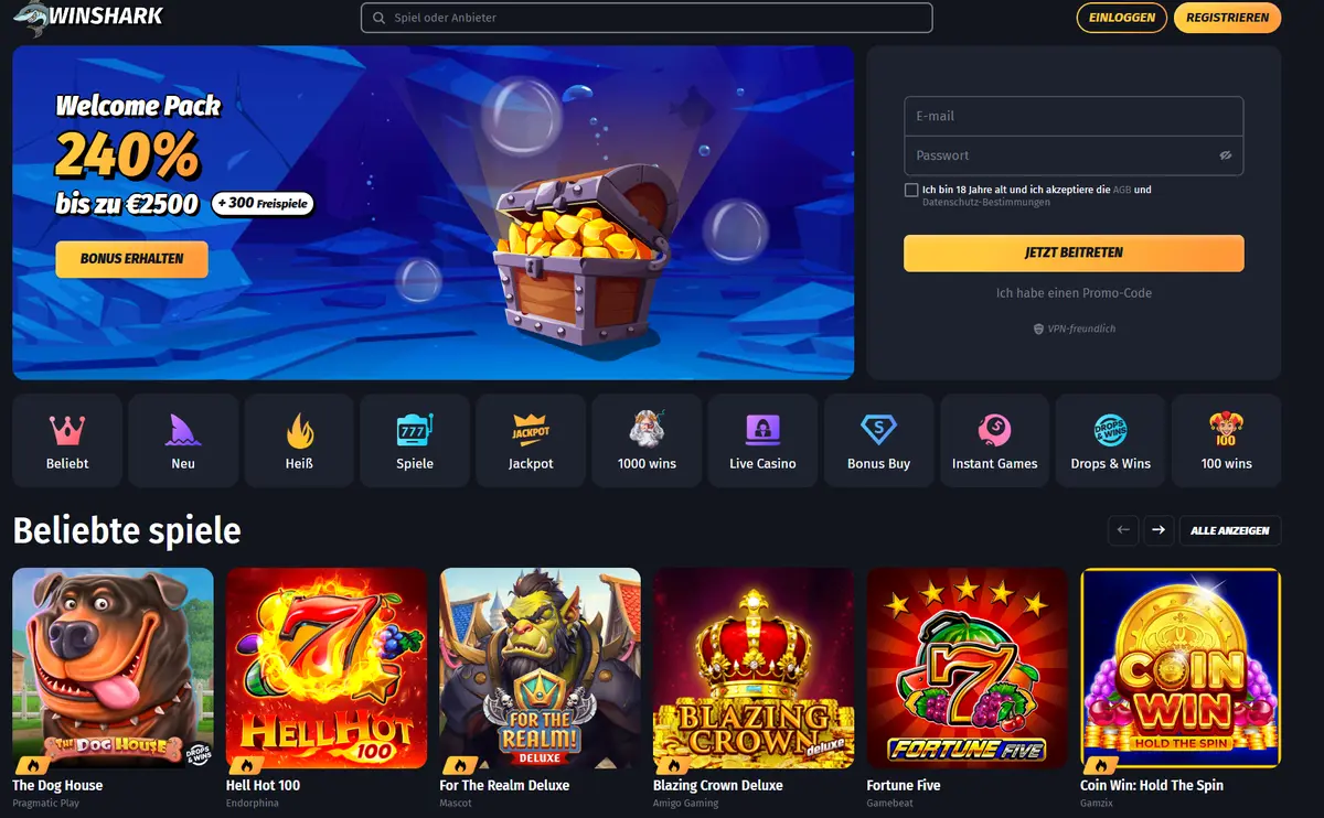 Winshark casino ohne Einschränkungen